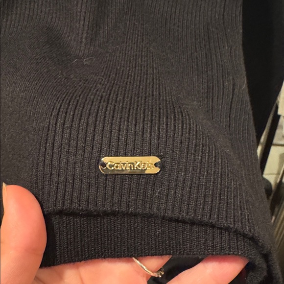 Calvin Klein Black V-Neck Polo Sweater - Picture 3 of 4